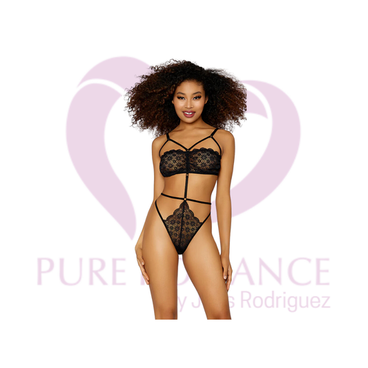 Teddy bandeau de encaje con tanga en la espalda