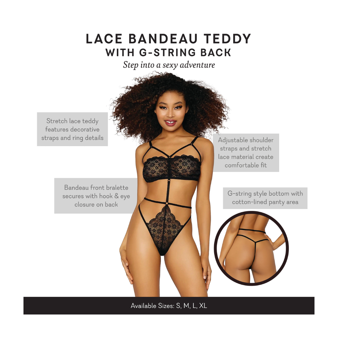 Teddy bandeau de encaje con tanga en la espalda