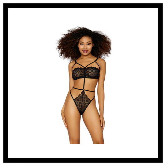 Lace Bandeau Teddy with G-String Back